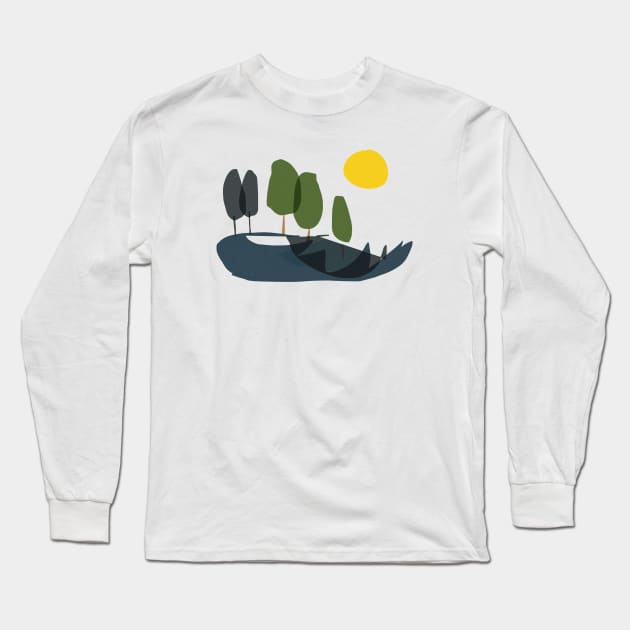 Tuscany Cypress Trees Long Sleeve T-Shirt by covostudio